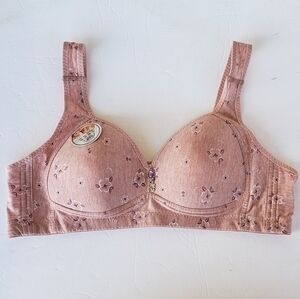 Floral Blush Pink Peach Padded Underwire Intimates Bra 30" A/B Cup